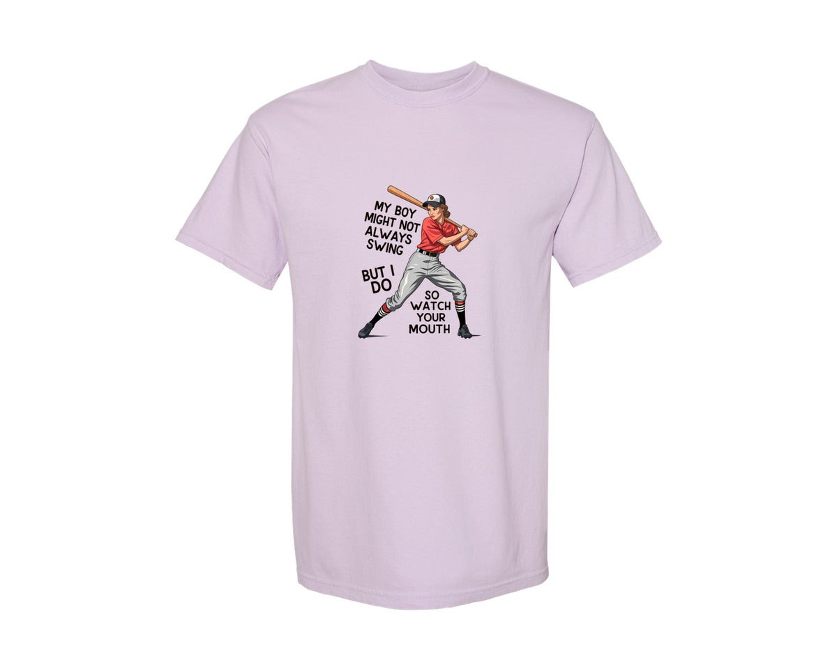 brand:Comfort Colors|color:Orchid|Baseball Mom Funny Softball 3 Graphic T-Shirt