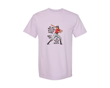 brand:Comfort Colors|color:Orchid|Baseball Mom Funny Softball 3 Graphic T-Shirt