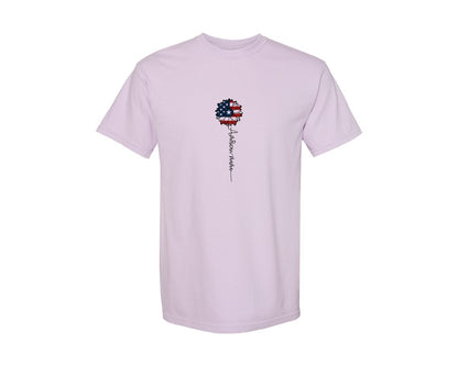 brand:Comfort Colors|color:Orchid|American Mama Sunflower 4Th Of July Graphic T-Shirt