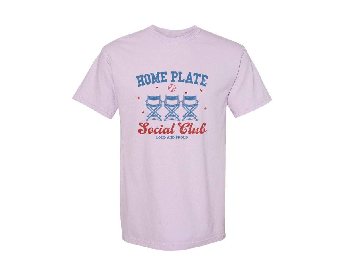 brand:Comfort Colors|color:Orchid|Vintage Baseball Home Plate Social Club Graphic T-Shirt