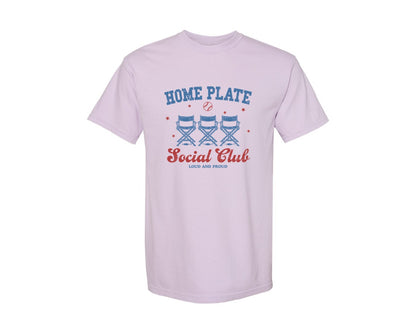 brand:Comfort Colors|color:Orchid|Vintage Baseball Home Plate Social Club Graphic T-Shirt