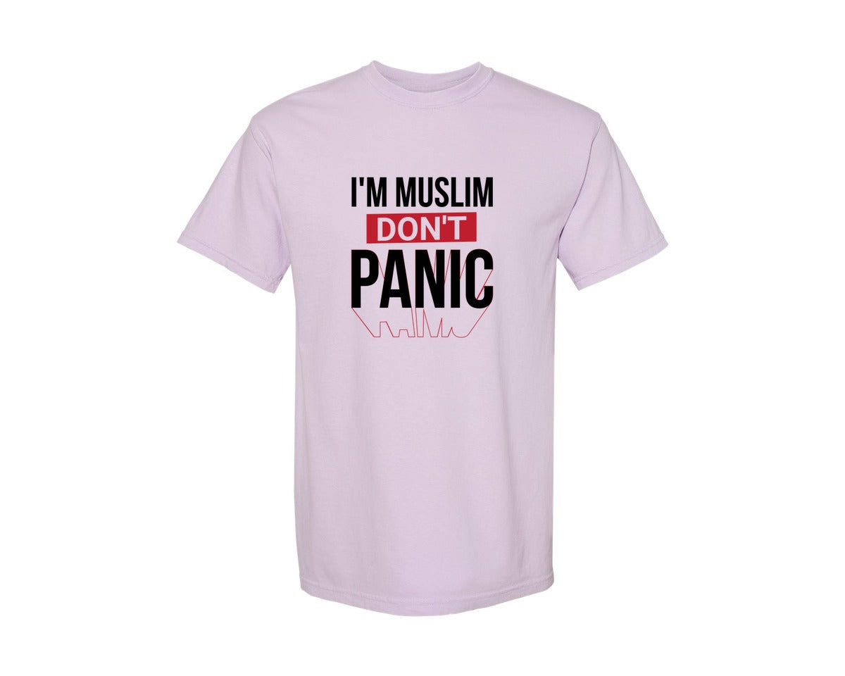 brand:Comfort Colors|color:Orchid|Im Muslim Dont Panic Muslim Quote Is Graphic T-Shirt
