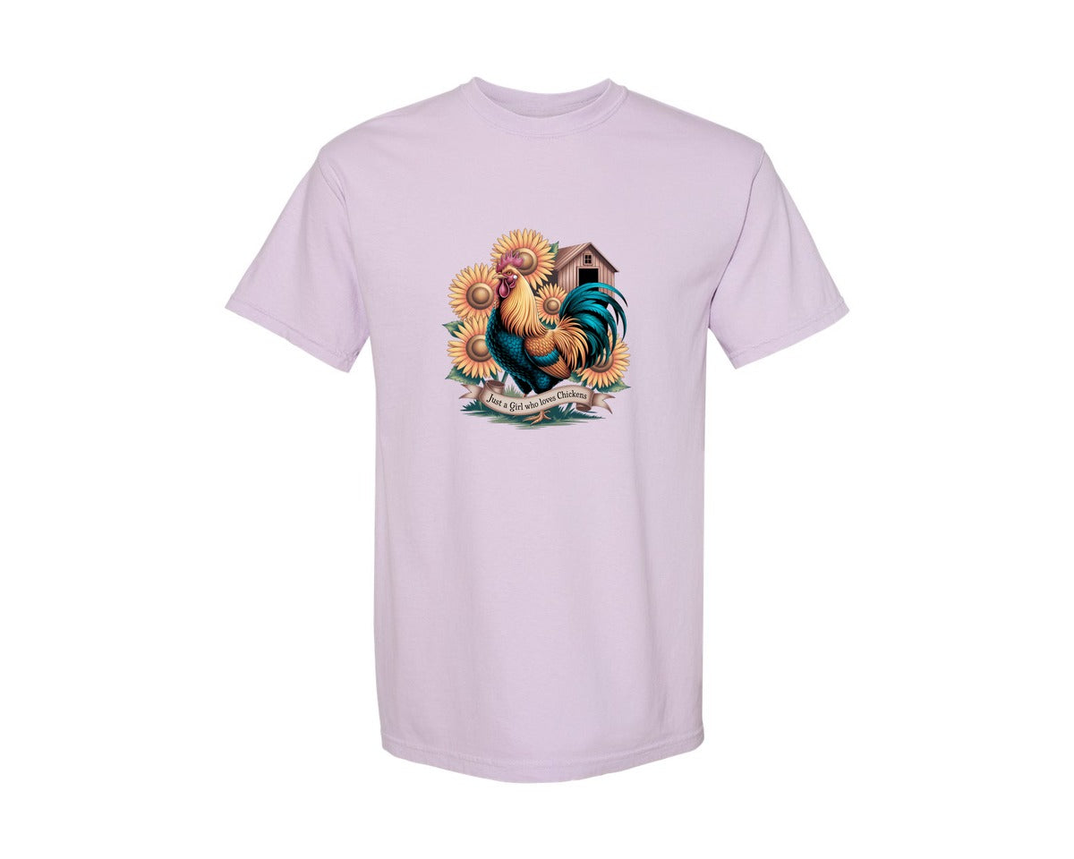 brand:Comfort Colors|color:Orchid|Just A Girl Who Loves Chickens 10 Graphic T-Shirt