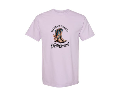 brand:Comfort Colors|color:Orchid|Blessed Stressed Mom Western Mothers Day 3 Graphic T-Shirt