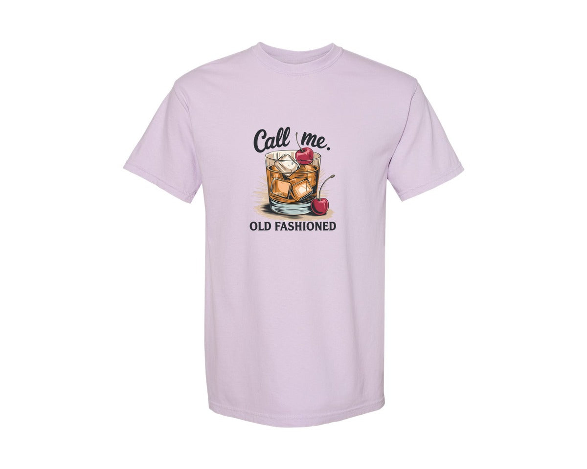 brand:Comfort Colors|color:Orchid|Call Me Old Fashioned Retro Whiskey 2 Graphic T-Shirt
