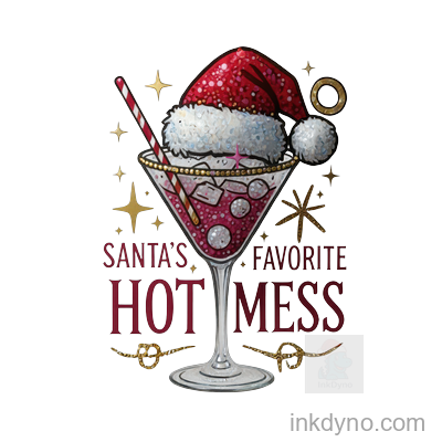 Santa'S Favorite Hot Mess Cocktail Design — DTF Transfer