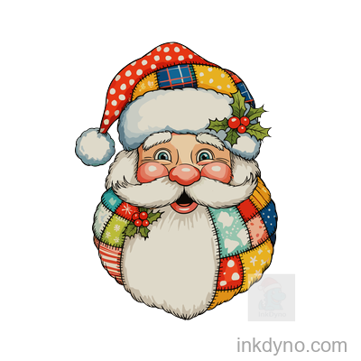Patchwork Santa Christmas Xmas Retro