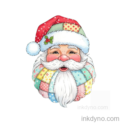 Patchwork Santa Claus , (2) DTF Transfer – Ready to Press (Christmas)