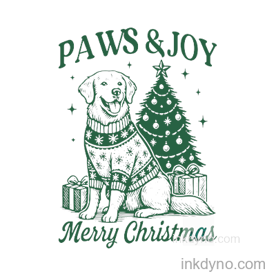 Paws & Joy Merry DTF Transfer – Ready to Press (Christmas)