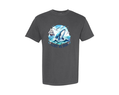 brand:Comfort Colors|color:Pepper|Lost At Sea Ocean Whale Graphic T-Shirt