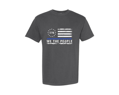 brand:Comfort Colors|color:Pepper|We The People 1776 Thin Blue Line Graphic T-Shirt