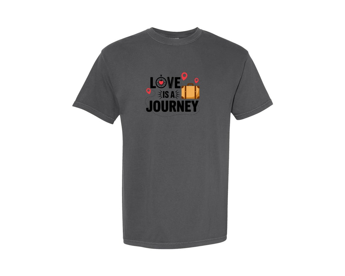 brand:Comfort Colors|color:Pepper|Love Is A Journey Cute Travel Themed Graphic T-Shirt