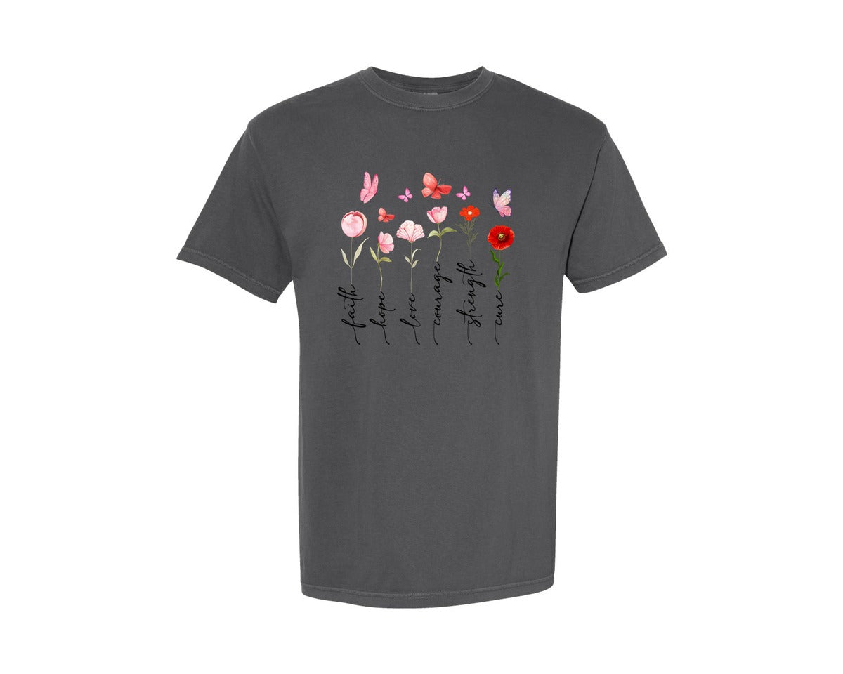brand:Comfort Colors|color:Pepper|Faith Hope Love Bible Verse Pngpositive Graphic T-Shirt