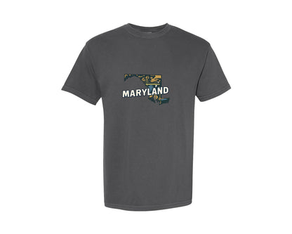 brand:Comfort Colors|color:Pepper|Maryland State Map 2 Graphic T-Shirt