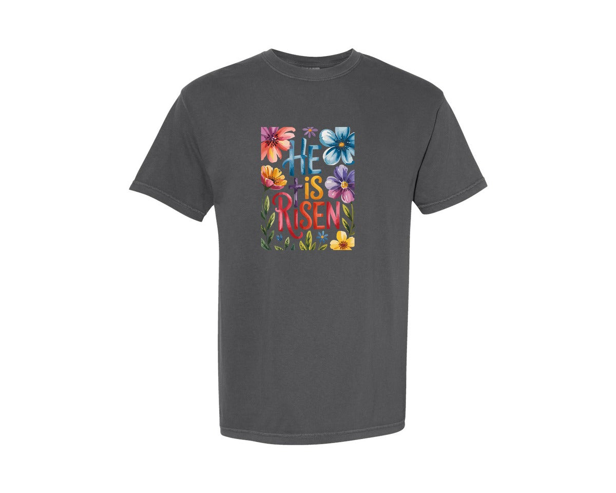 brand:Comfort Colors|color:Pepper|He Is Risen 16 Graphic T-Shirt