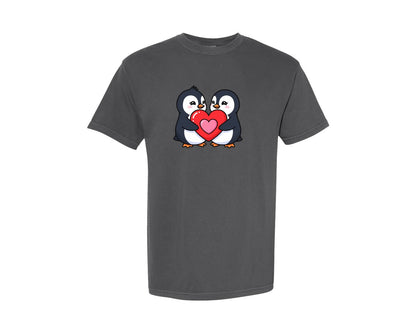 brand:Comfort Colors|color:Pepper|Penguin Love Valentines Day T Shirt Graphic T-Shirt