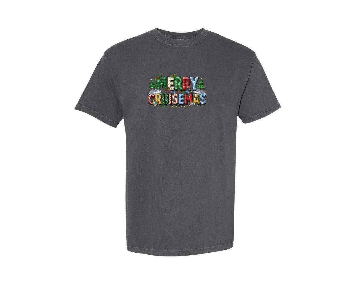 brand:Comfort Colors|color:Pepper|Merry Cruisemas Cruise Ship Graphic T-Shirt