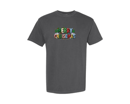 brand:Comfort Colors|color:Pepper|Merry Cruisemas Cruise Ship Graphic T-Shirt