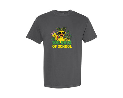brand:Comfort Colors|color:Pepper|100 Days Of School Duck Camo Graphic T-Shirt