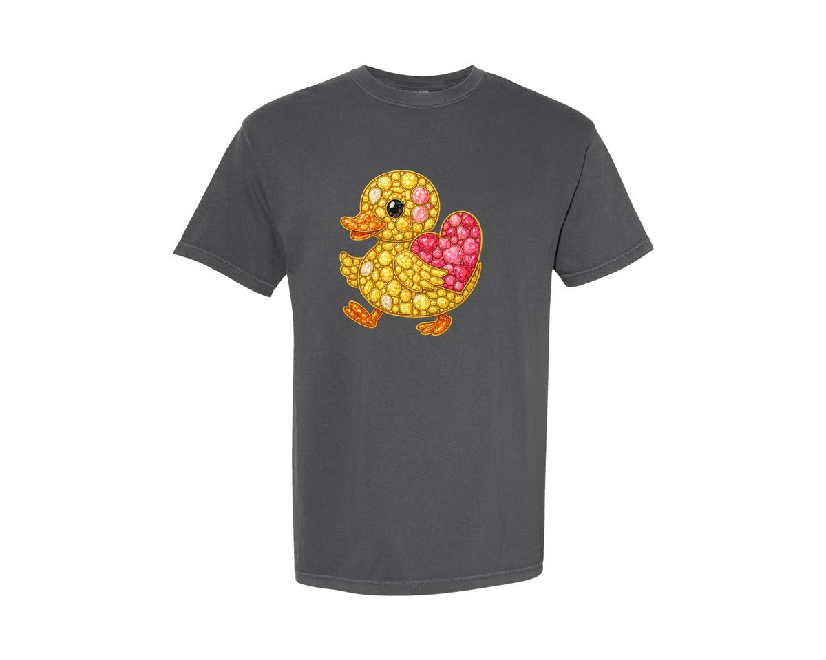 brand:Comfort Colors|color:Pepper|Faux Rhinestone Duck Graphic T-Shirt