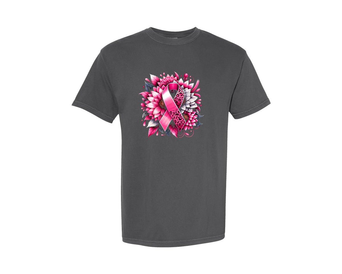 brand:Comfort Colors|color:Pepper|Breast Cancer Awareness Ribbon Graphic T-Shirt