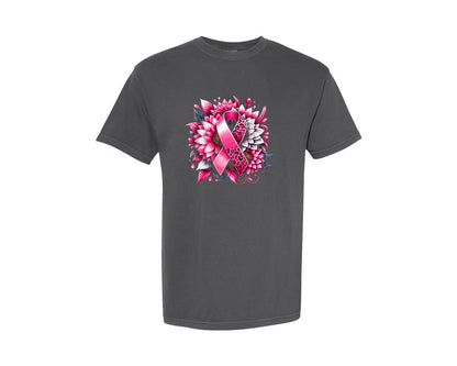 brand:Comfort Colors|color:Pepper|Breast Cancer Awareness Ribbon Graphic T-Shirt