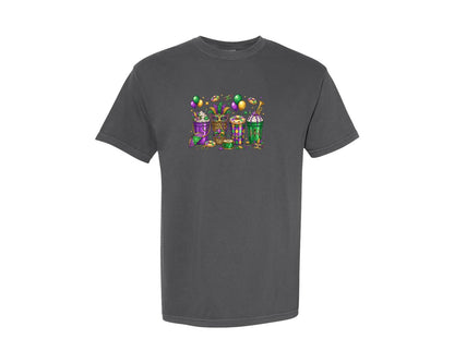 brand:Comfort Colors|color:Pepper|Mardi Gras Drink Buckets Graphic T-Shirt