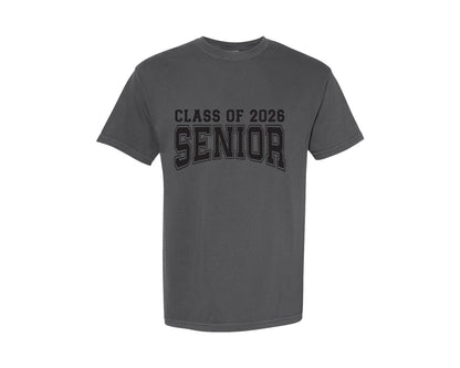 brand:Comfort Colors|color:Pepper|Senior Class Of 2026 Varsity Design Graphic T-Shirt