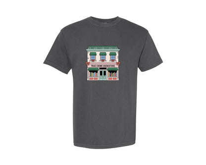 brand:Comfort Colors|color:Pepper|Christmas True Crime Bookstore Book Graphic T-Shirt