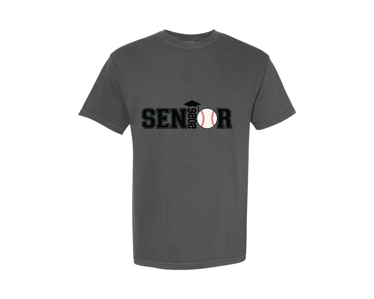 brand:Comfort Colors|color:Pepper|Senior Baseball 2026 Graduation Graphic T-Shirt