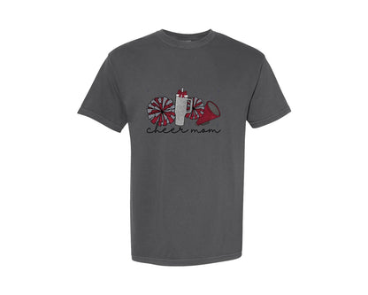 brand:Comfort Colors|color:Pepper|Cheer Mom Glitter Cheerleading Graphic T-Shirt