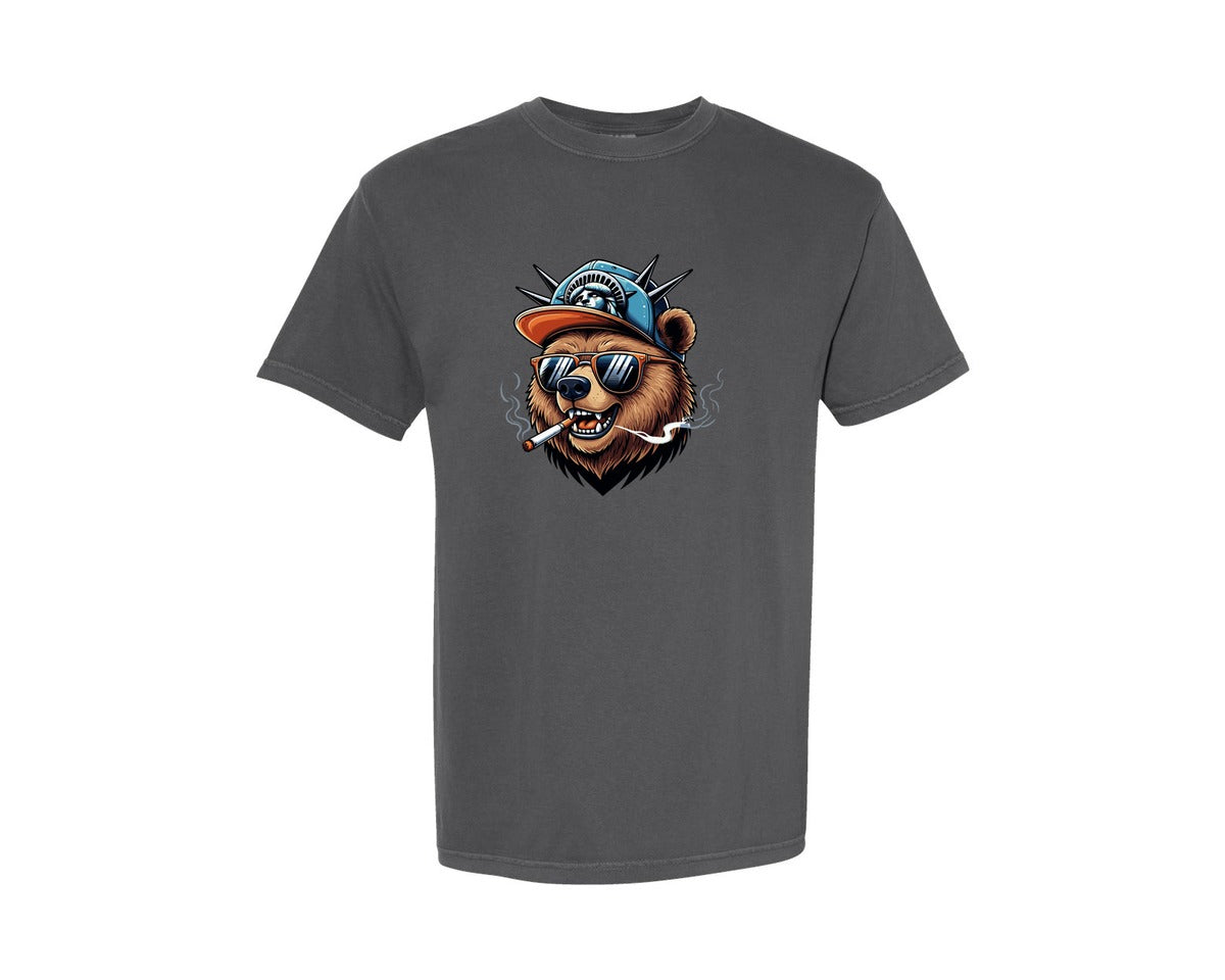 brand:Comfort Colors|color:Pepper|Cool Bear Smoking Graphic Tee Graphic T-Shirt