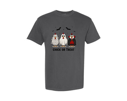 brand:Comfort Colors|color:Pepper|Chick Or Treat Spooky Farm Animal Graphic T-Shirt