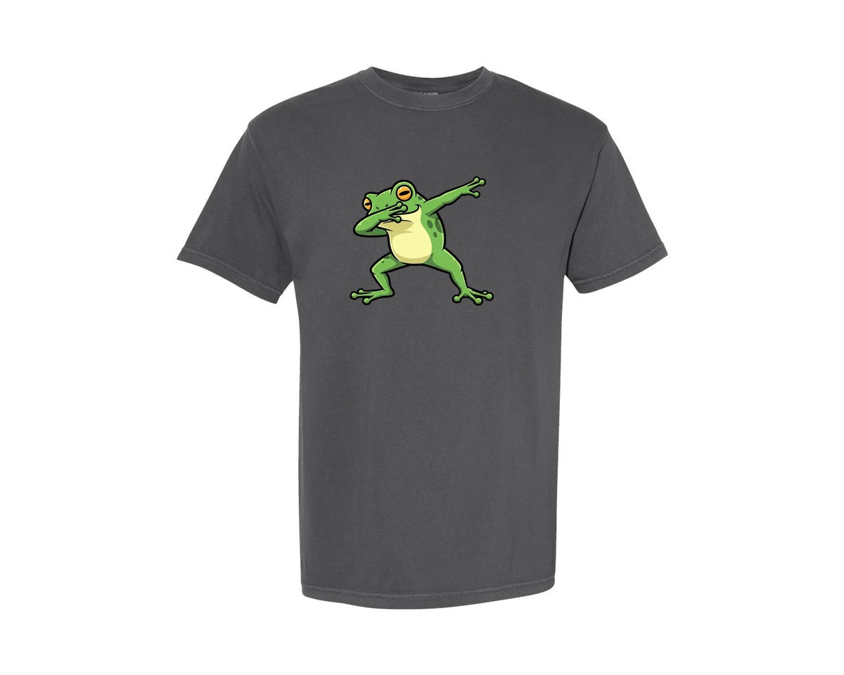 brand:Comfort Colors|color:Pepper|Cute Dabbing Frog Illustration Graphic T-Shirt
