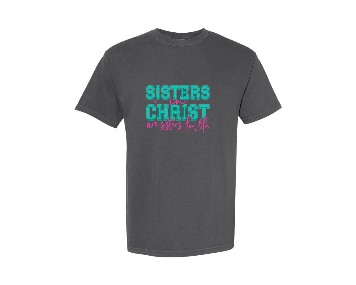 brand:Comfort Colors|color:Pepper|Sisters In Christ Christian Graphic T-Shirt