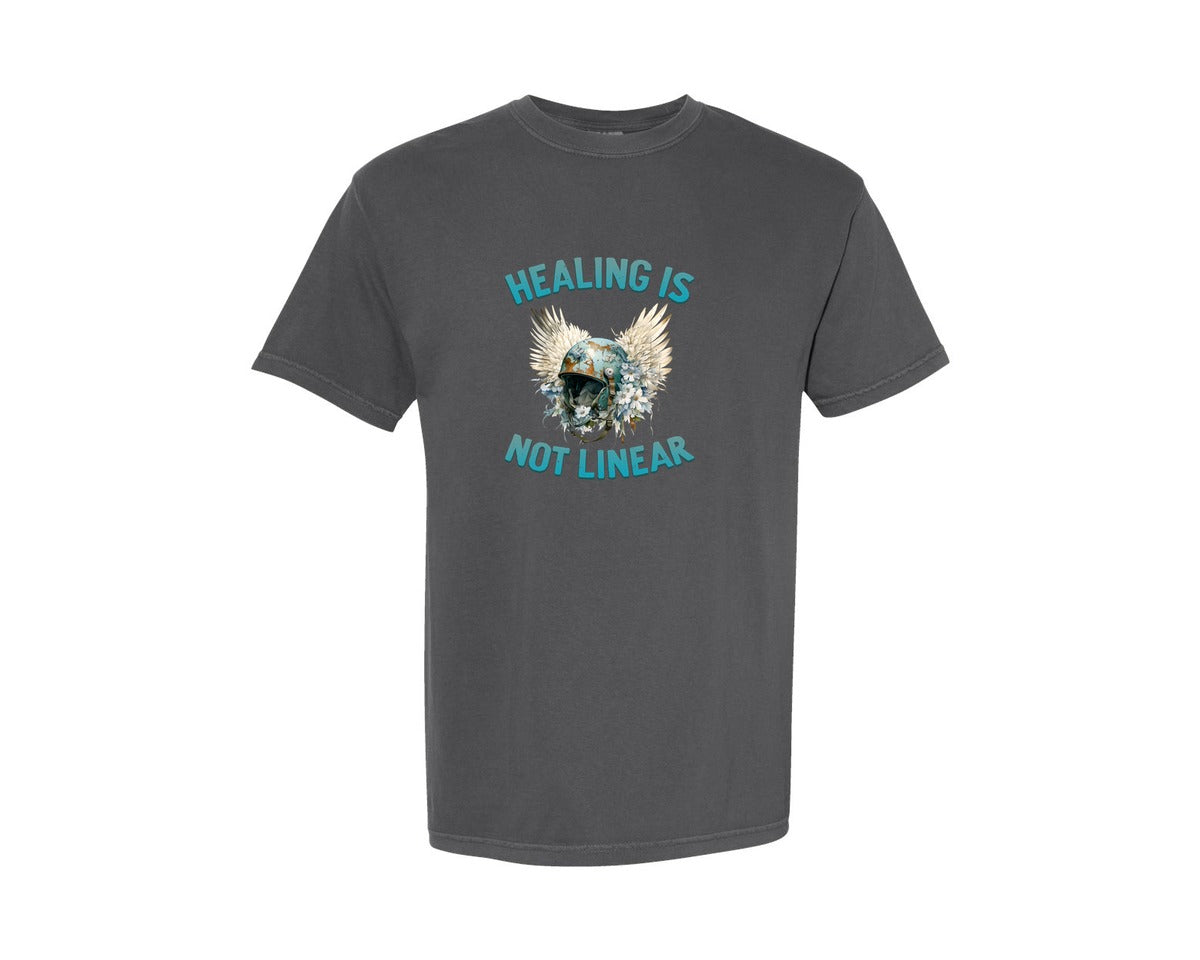brand:Comfort Colors|color:Pepper|Healing Is Not Linear Ptsd Veteran Graphic T-Shirt