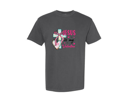 brand:Comfort Colors|color:Pepper|Jesus Is My Valentine Jesus 2 Graphic T-Shirt