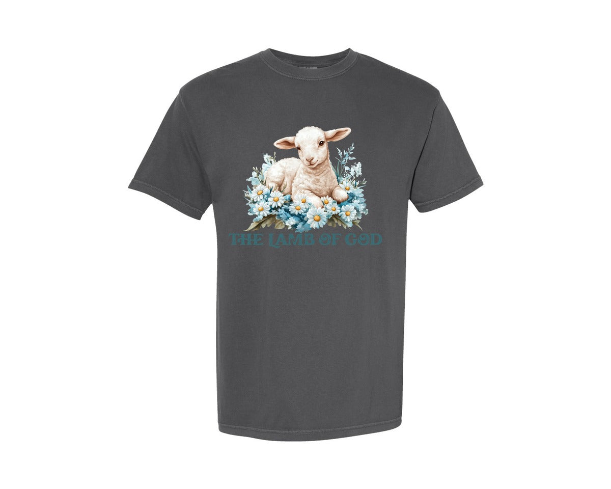 brand:Comfort Colors|color:Pepper|Easter Lamb Of God Christian Graphic T-Shirt