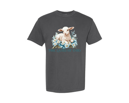 brand:Comfort Colors|color:Pepper|Easter Lamb Of God Christian Graphic T-Shirt