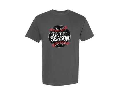 brand:Comfort Colors|color:Pepper|Retro Tis The Season Baseball Graphic T-Shirt