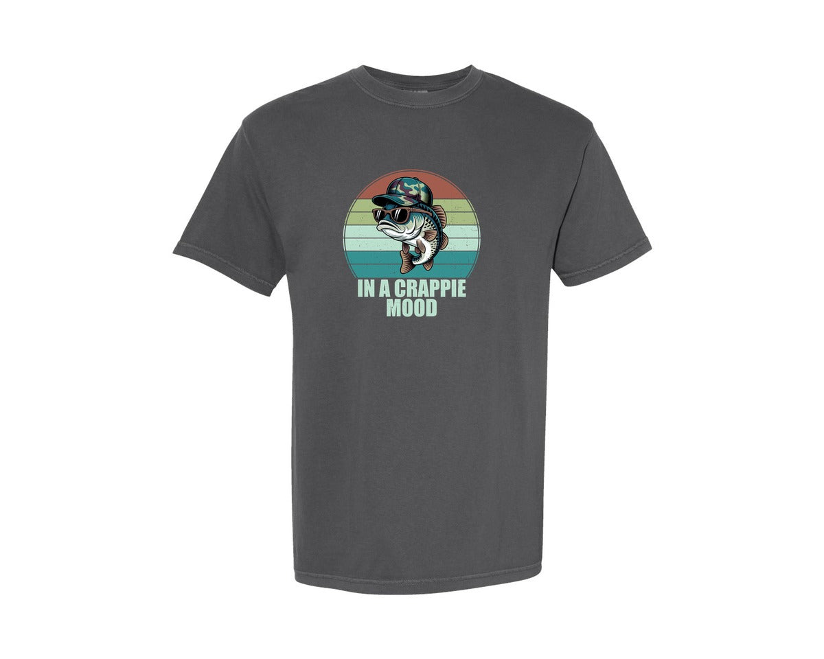 brand:Comfort Colors|color:Pepper|In A Crappie Mood Fishing Tshirt Graphic T-Shirt