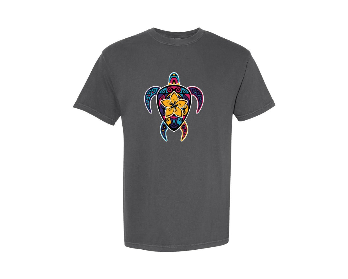 brand:Comfort Colors|color:Pepper|Hawaiian Tie Dye Sea Turtle Hawaii Lover Graphic T-Shirt