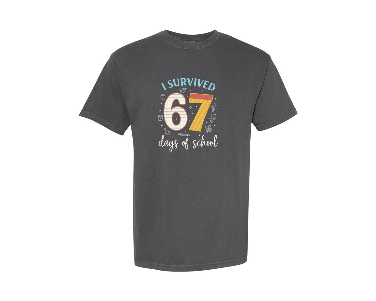 brand:Comfort Colors|color:Pepper|67 Days Of School Celebration Graphic T-Shirt