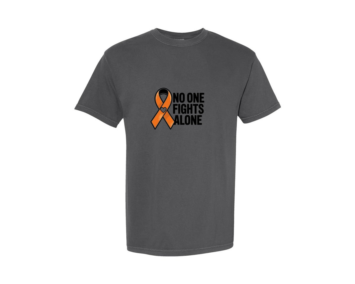 brand:Comfort Colors|color:Pepper|No One Fights Alone Orange Ribbon Design Graphic T-Shirt