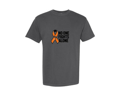 brand:Comfort Colors|color:Pepper|No One Fights Alone Orange Ribbon Design Graphic T-Shirt