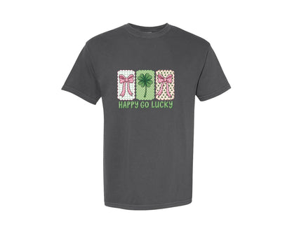 brand:Comfort Colors|color:Pepper|Happy Go Lucky Retro Patrick 2 Graphic T-Shirt