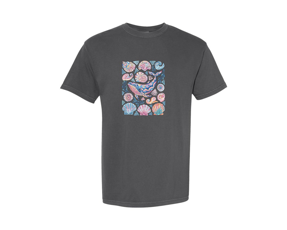 brand:Comfort Colors|color:Pepper|Boho Summer Whale Coastal Summer Graphic T-Shirt