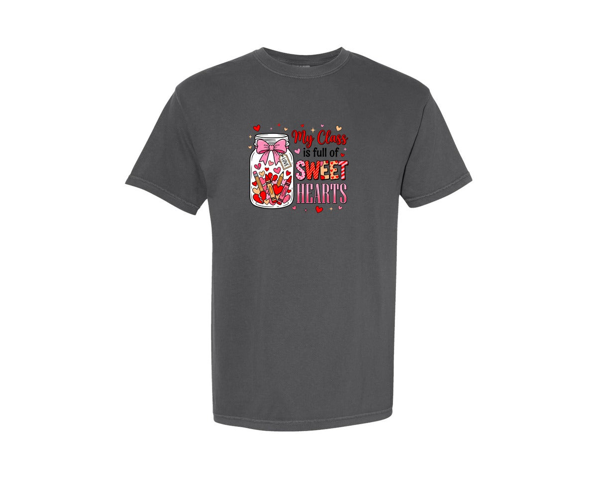 brand:Comfort Colors|color:Pepper|Teacher Sweet Hearts Valentine Graphic T-Shirt