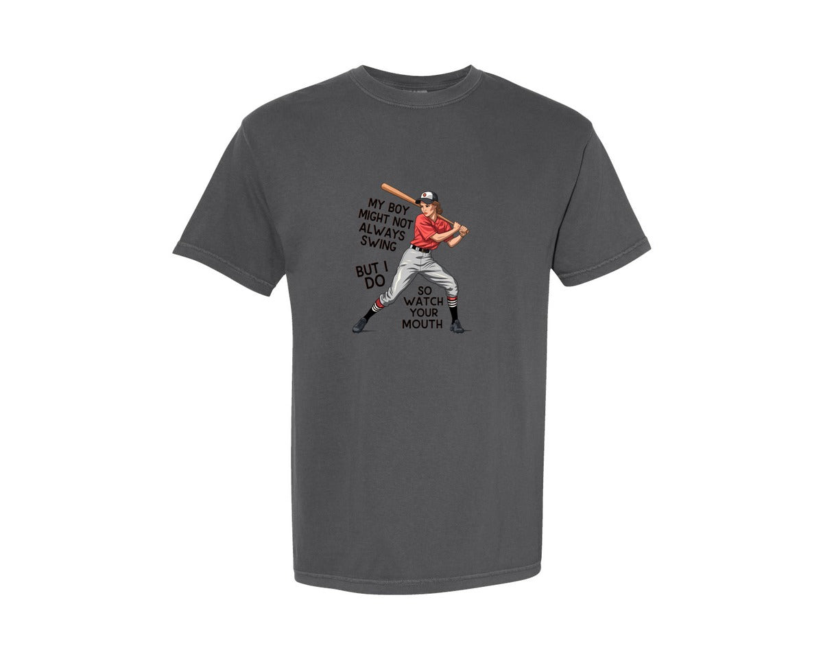 brand:Comfort Colors|color:Pepper|Baseball Mom Funny Softball 3 Graphic T-Shirt
