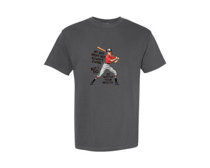 brand:Comfort Colors|color:Pepper|Baseball Mom Funny Softball 3 Graphic T-Shirt